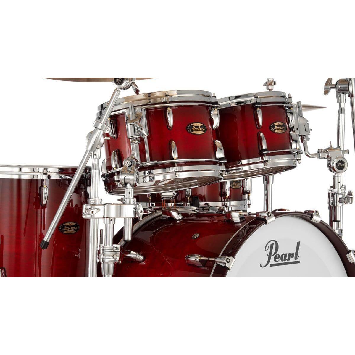Pearl Masters Maple/Gum 4pc Drum Set w/L-Bracket R2 Mounts Deep Redburst - Drum Center Of Portsmouth