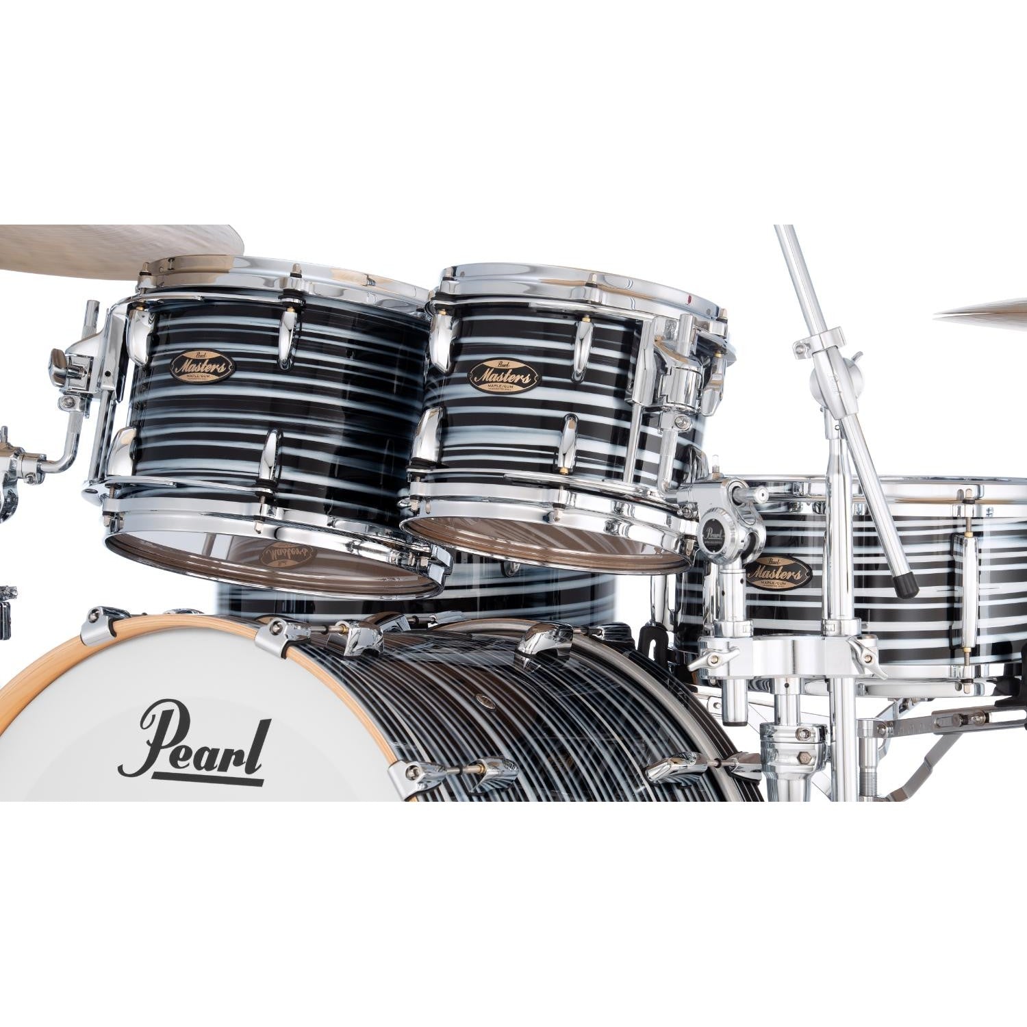Pearl Masters Maple Pure 4pc Drum Set w/22x18BD w/L-Bracket R2 Mounts Black Oyster Swirl - Drum Center Of Portsmouth