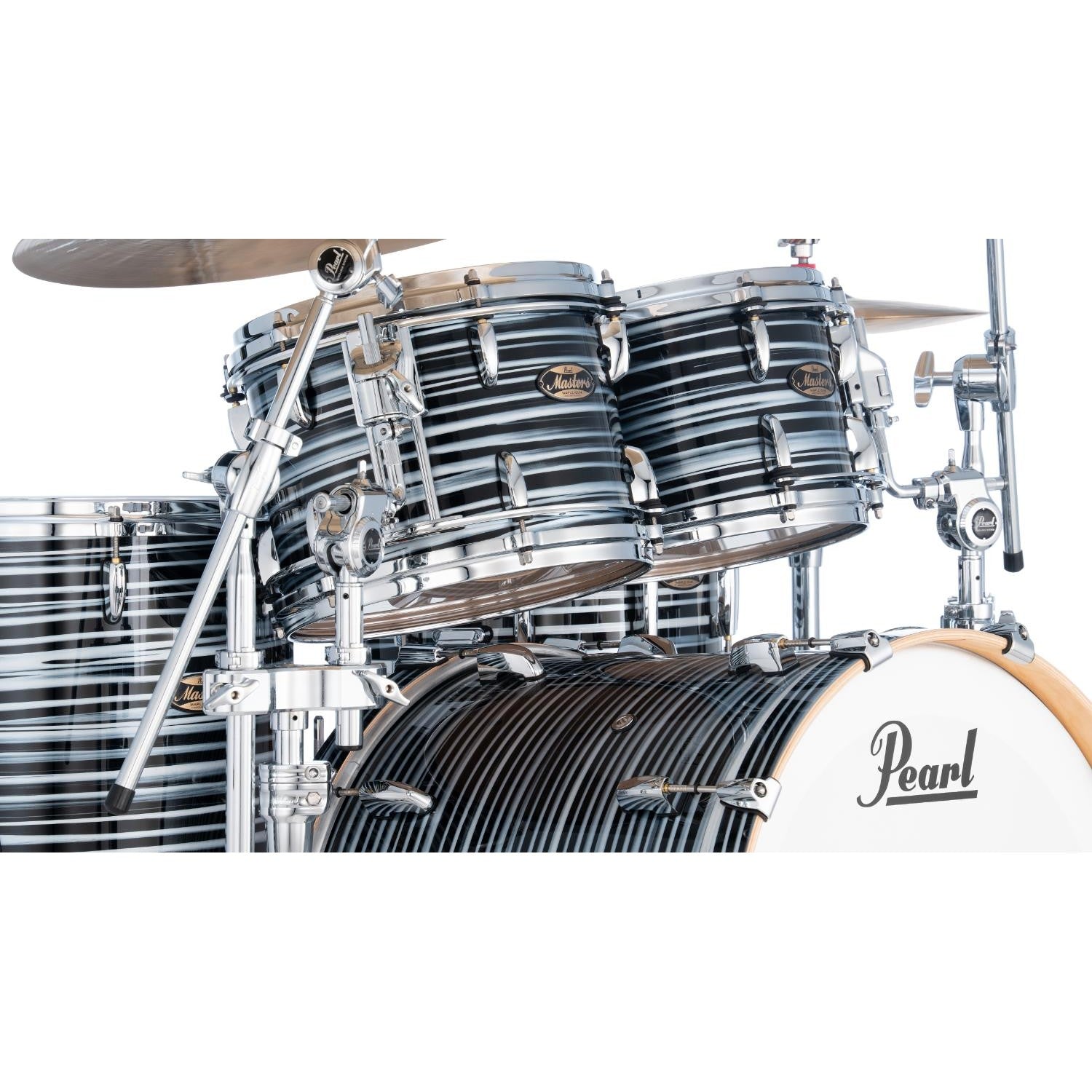 Pearl Masters Maple Pure 4pc Drum Set w/22x18BD w/L-Bracket R2 Mounts Black Oyster Swirl - Drum Center Of Portsmouth