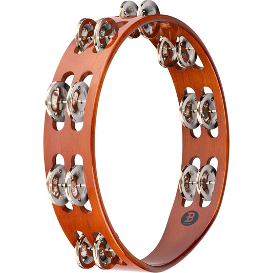 [SO] Meinl Wood Tambourine Steel Jingles 2 Rows African Brown - Drum Center Of Portsmouth