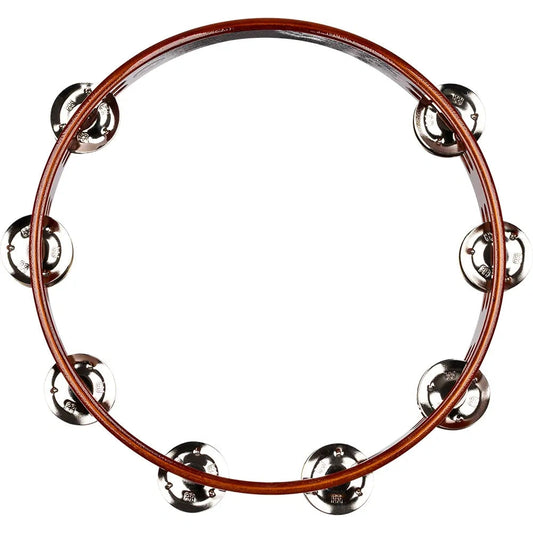 [SO] Meinl Wood Tambourine Steel Jingles 2 Rows African Brown - Drum Center Of Portsmouth