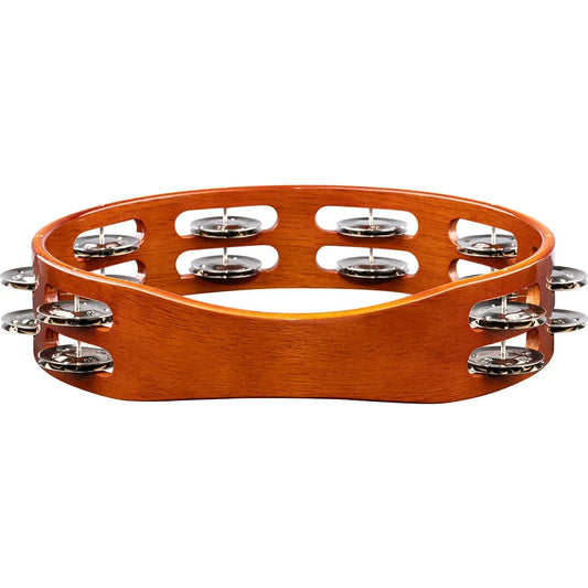 [SO] Meinl Wood Tambourine Steel Jingles 2 Rows African Brown - Drum Center Of Portsmouth