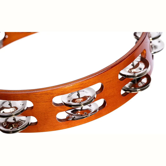 [SO] Meinl Wood Tambourine Steel Jingles 2 Rows African Brown - Drum Center Of Portsmouth
