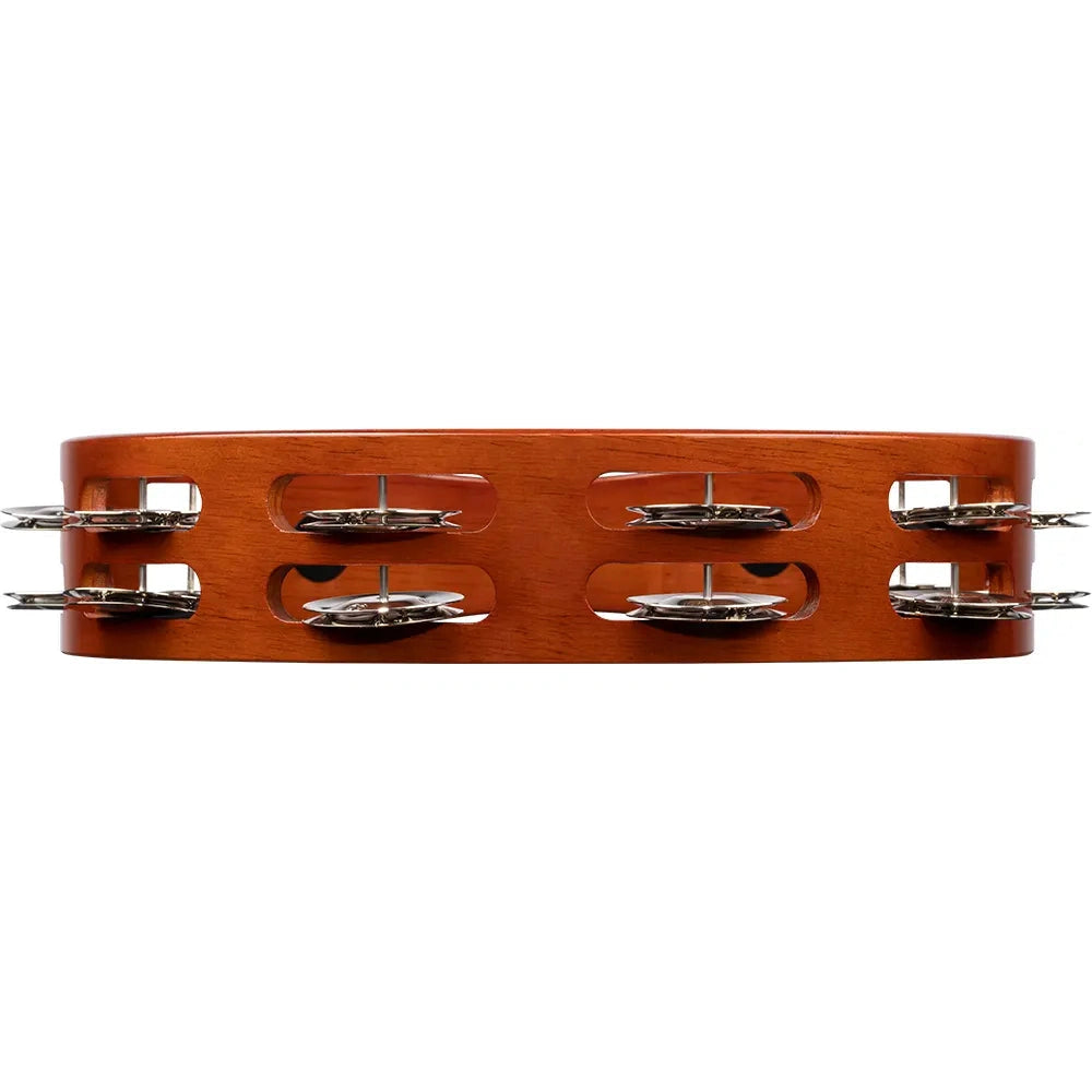 [SO] Meinl Wood Tambourine Steel Jingles 2 Rows African Brown - Drum Center Of Portsmouth