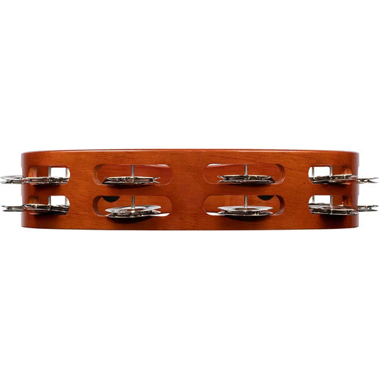 [SO] Meinl Wood Tambourine Steel Jingles 2 Rows African Brown - Drum Center Of Portsmouth