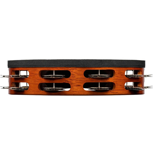 [SO] Meinl Headed Wood Tambourine Steel Jingles 2 Rows African Brown - Drum Center Of Portsmouth
