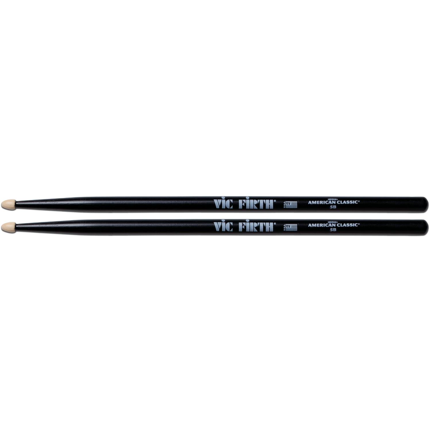 Vic Firth 3 Pair of American Classic 5B Drum Stick w/Black Finish & Free Pair of 5BT Terra - Drum Center Of Portsmouth