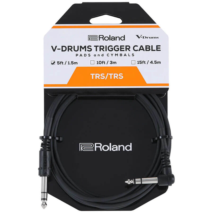 Roland V-Drums Trigger Cable 5ft, Balanced TRS, Angled 1/4 - Straight 1/4 - Drum Center Of Portsmouth