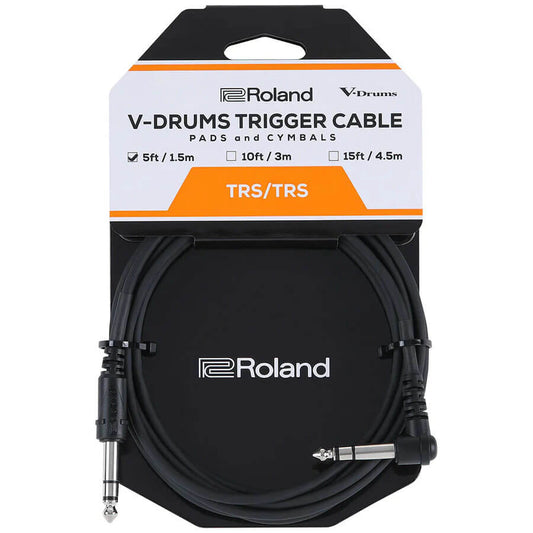Roland V-Drums Trigger Cable 5ft, Balanced TRS, Angled 1/4 - Straight 1/4 - Drum Center Of Portsmouth