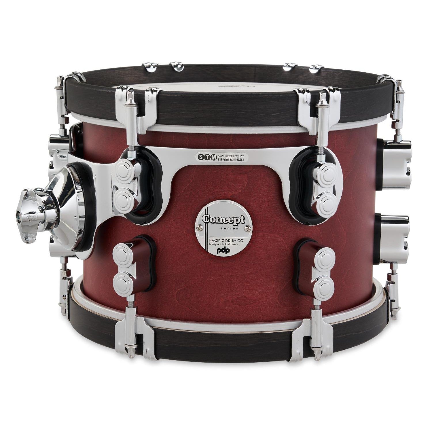 PDP Concept Classic Tom 10x7 Oxblood w/Ebony Hoops, STM Mount - Drum Center Of Portsmouth