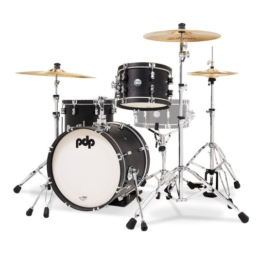 PDP Concept Classic 3pc Drum Set w/18BD Ebony/Ebony Hoops - Drum Center Of Portsmouth