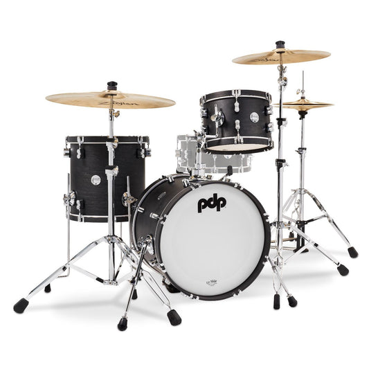 PDP Concept Classic 3pc Drum Set w/18BD Ebony/Ebony Hoops - Drum Center Of Portsmouth