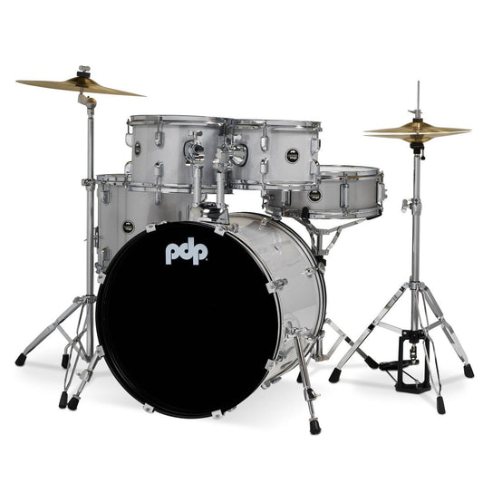 PDP Centerstage 5pc Complete Drum Set Diamond White Sparkle w/Hw & Cymbals - Drum Center Of Portsmouth