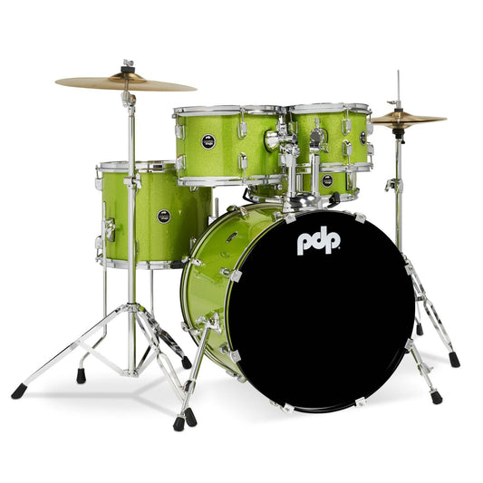 PDP Centerstage 5pc Complete Drum Set Electric Green Sparkle w/Hw & Cymbals - Drum Center Of Portsmouth