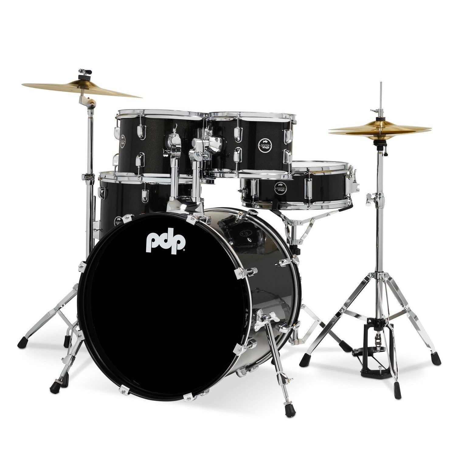 PDP Centerstage 5pc Complete Drum Set Iridescent Black Sparkle w/Hw & Cymbals - Drum Center Of Portsmouth