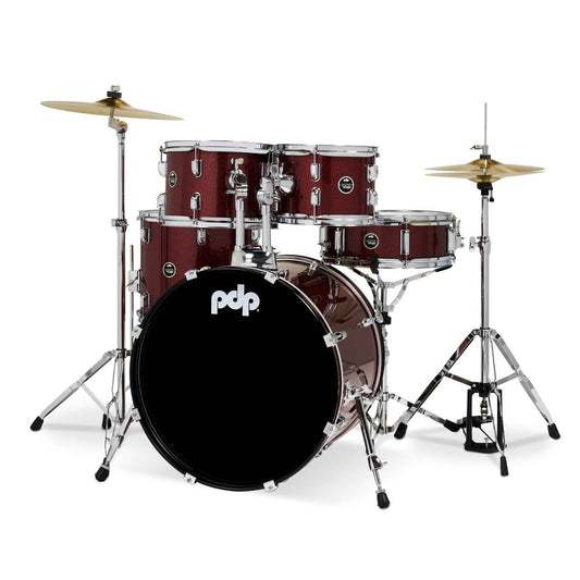 PDP Centerstage 5pc Complete Drum Set Ruby Red Sparkle w/Hw & Cymbals - Drum Center Of Portsmouth