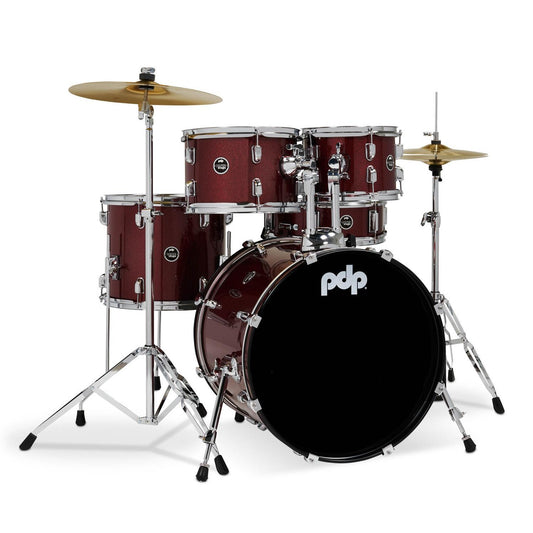 PDP Centerstage 5pc Complete Drum Set Ruby Red Sparkle w/Hw & Cymbals - Drum Center Of Portsmouth