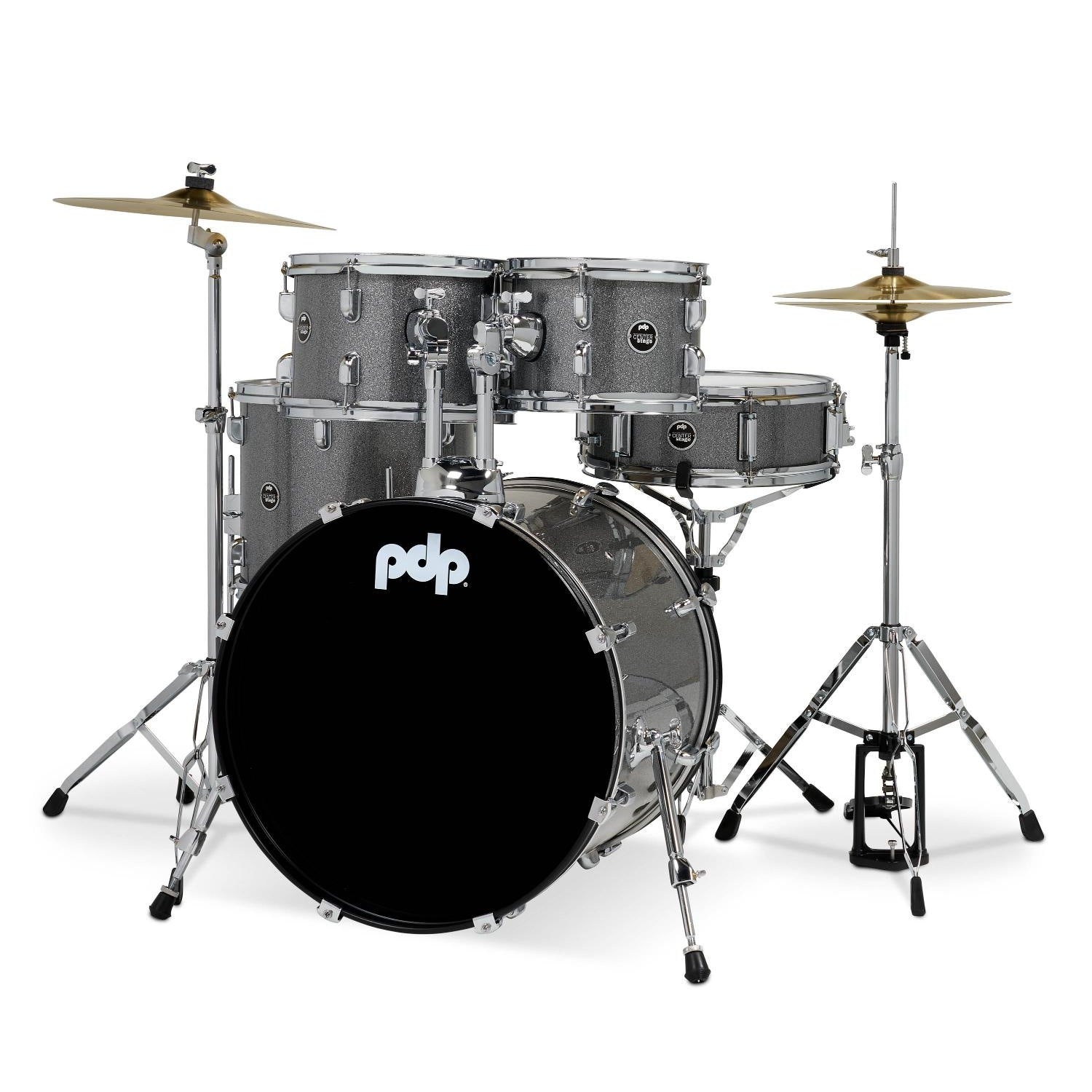 PDP Centerstage 5pc Complete Drum Set Silver Sparkle w/Hw & Cymbals - Drum Center Of Portsmouth