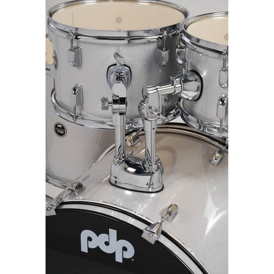 PDP Centerstage 5pc Complete Rock Drum Set Diamond White Sparkle w/Hw & Cymbals - Drum Center Of Portsmouth