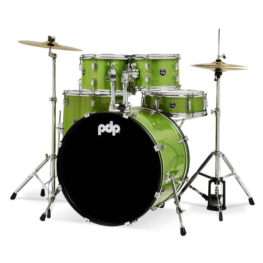 PDP Centerstage 5pc Complete Rock Drum Set Electric Green Sparkle w/Hw & Cymbals - Drum Center Of Portsmouth