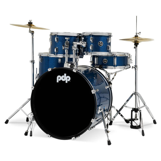 PDP Centerstage 5pc Complete Rock Drum Set Royal Blue Sparkle w/Hw & Cymbals - Drum Center Of Portsmouth