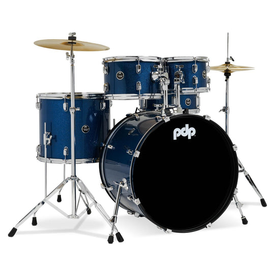 PDP Centerstage 5pc Complete Rock Drum Set Royal Blue Sparkle w/Hw & Cymbals - Drum Center Of Portsmouth