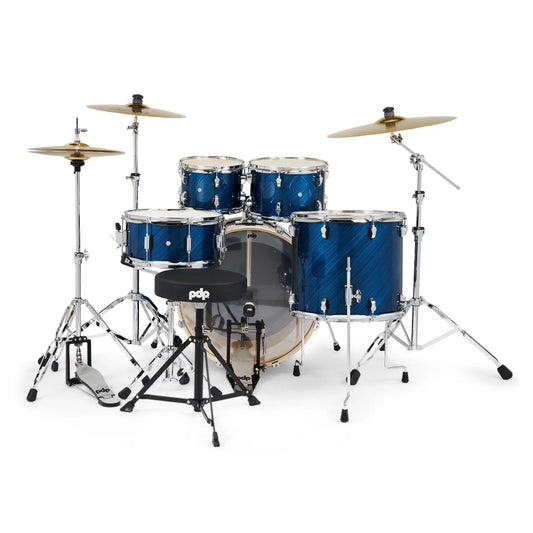 PDP Mainstage 5pc Complete Drum Set w/Hardware and Cymbals Blue Steel 22/10/12/16/14 - Drum Center Of Portsmouth