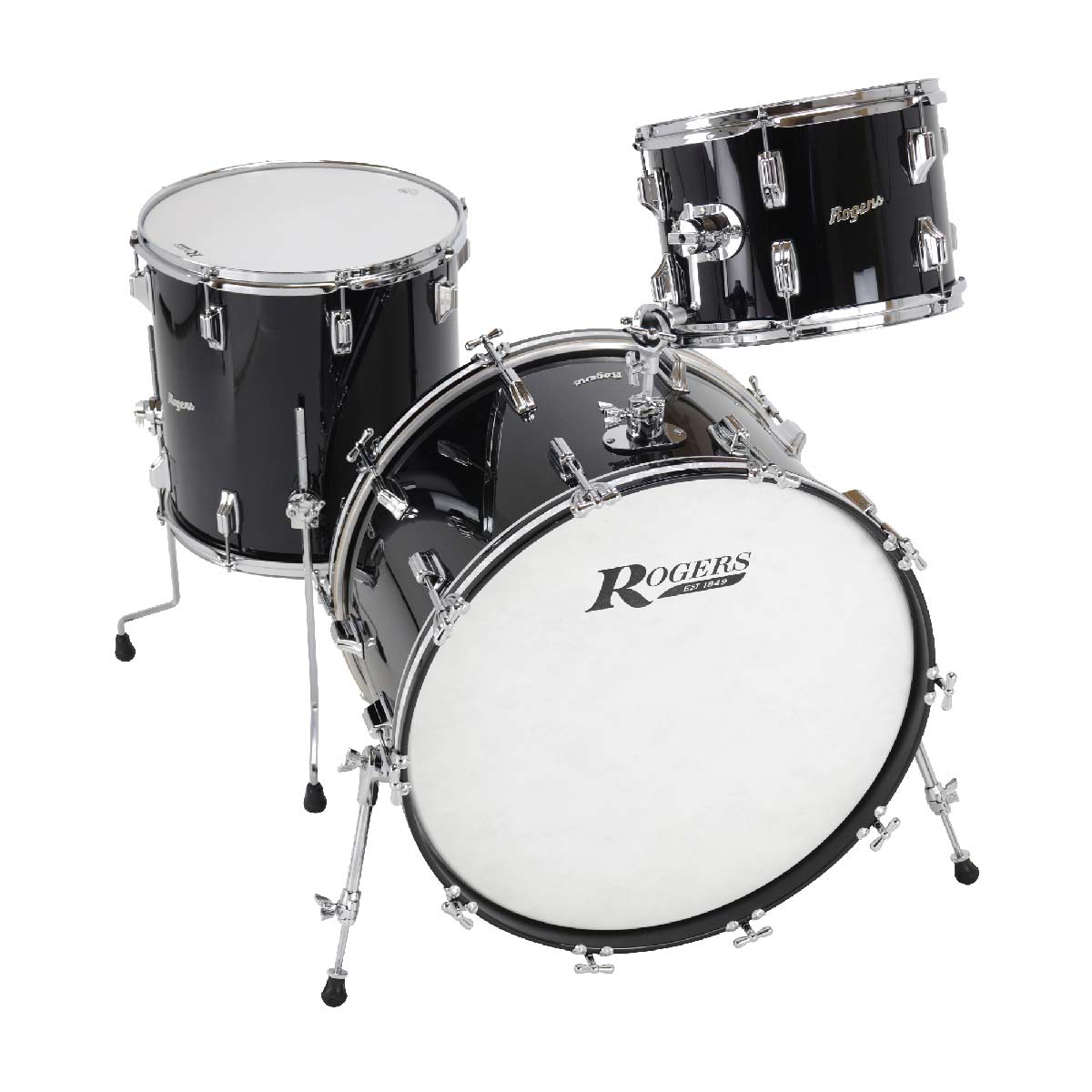 Rogers Powertone Limited Edition 3pc Drum Set Piano Black - Drum Center Of Portsmouth