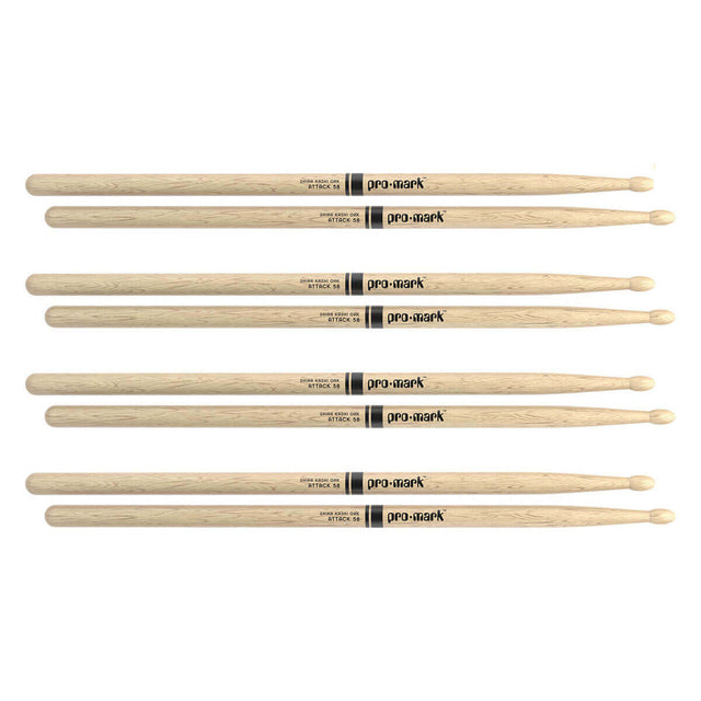 Promark Shira Kashi Oak 5B Wood Tip Drumstick - 4 Pair Bundle