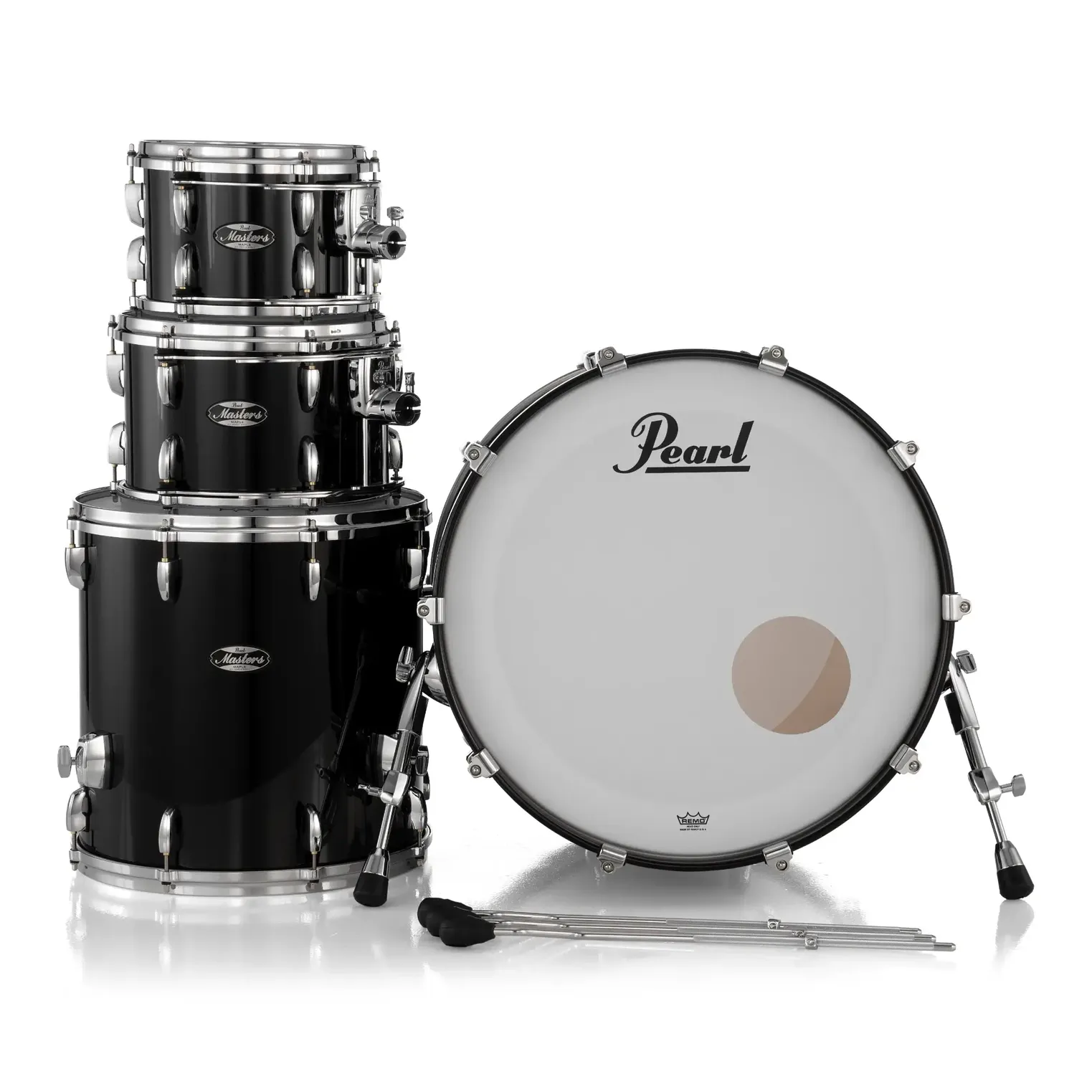 Pearl Masters Maple MM6 4pc Drum Set w/22x18BD w/Standard R2 Mounts Piano Black - Drum Center Of Portsmouth