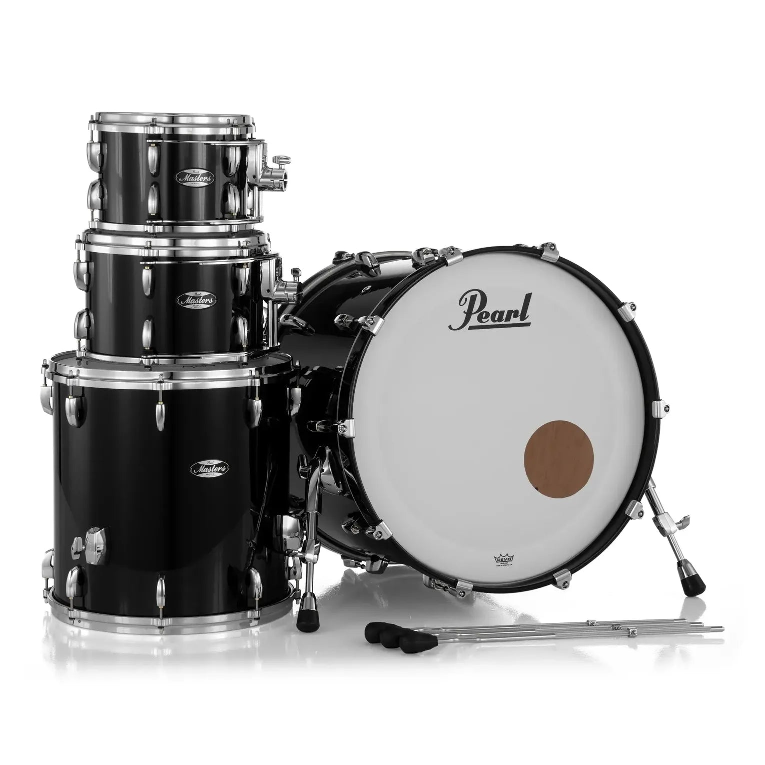 Pearl Masters Maple MM6 4pc Drum Set w/22x18BD w/Standard R2 Mounts Piano  Black