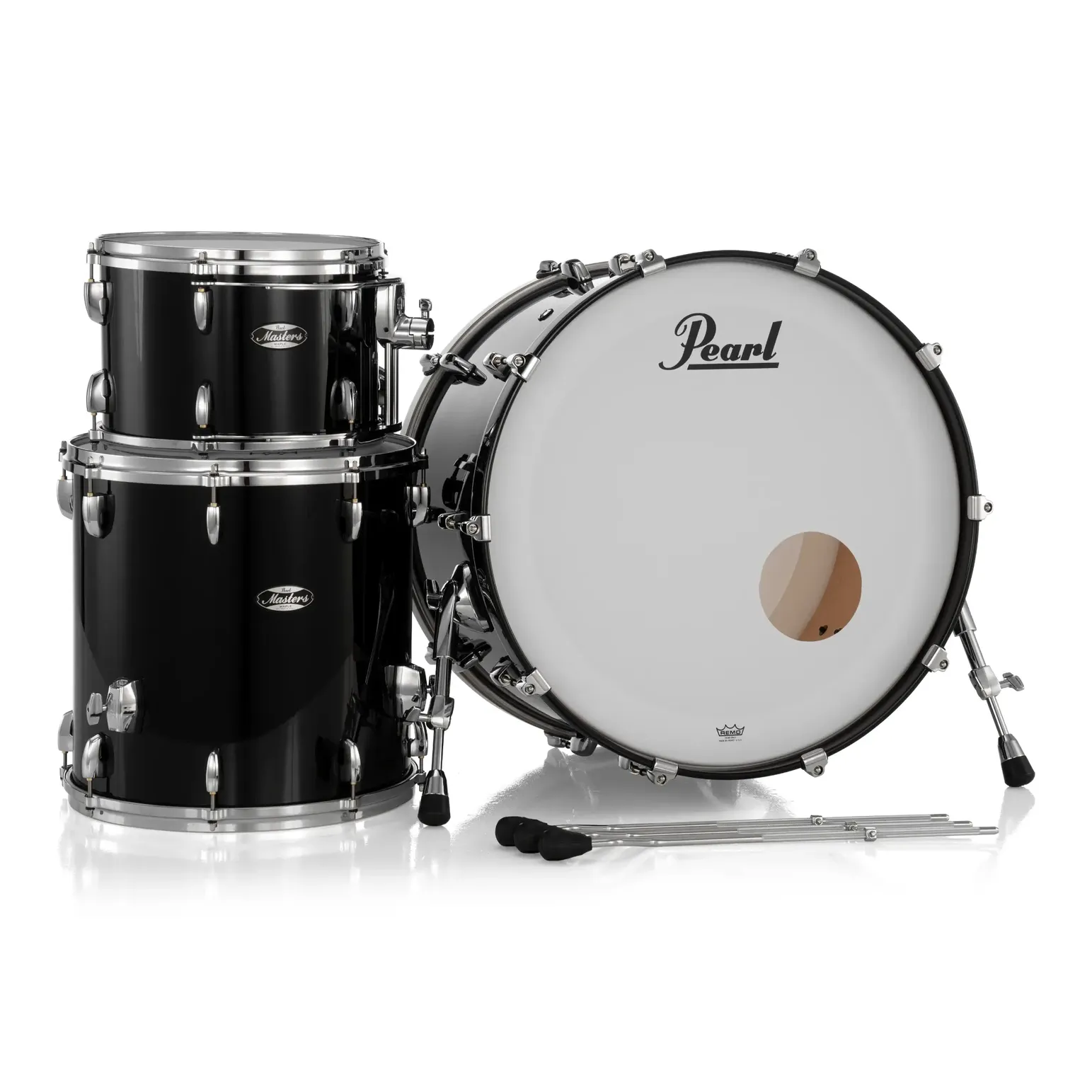 Pearl Masters Maple MM6 3pc Drum Set 24/13/16 w/Standard R2 Mounts Piano Black - Drum Center Of Portsmouth