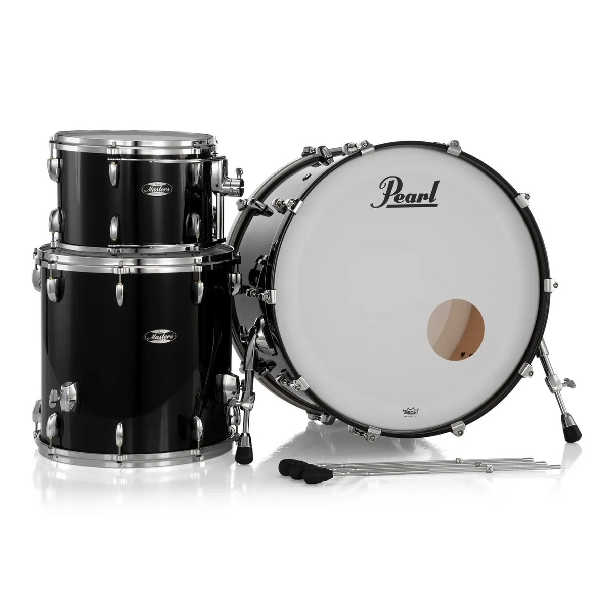Pearl Masters Maple MM6 3pc Drum Set 24/13/16 w/Standard R2 Mounts Piano Black