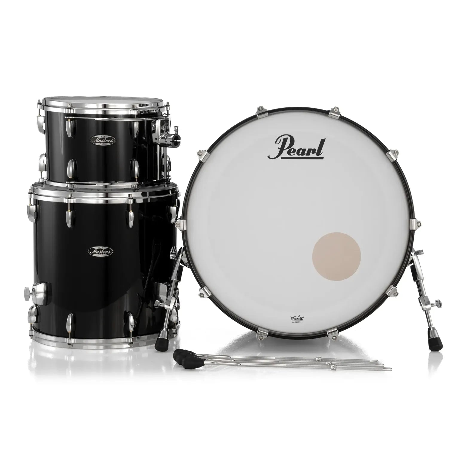Pearl Masters Maple MM6 3pc Drum Set 24/13/16 w/Standard R2 Mounts Piano Black - Drum Center Of Portsmouth