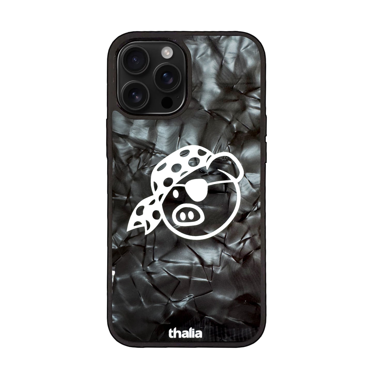 Thalia Pork Pie Logo Case for iPhone 16 Pro Max | Pig Logo, Obsidian Black - Drum Center Of Portsmouth