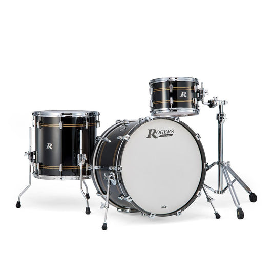 Rogers R Series 3pc Drum Set 22/12/16 Piano Black Copper - Drum Center Of Portsmouth