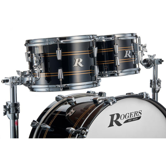 Rogers R Series 4pc Drum Set 22/10/12/16 Piano Black Copper - Drum Center Of Portsmouth