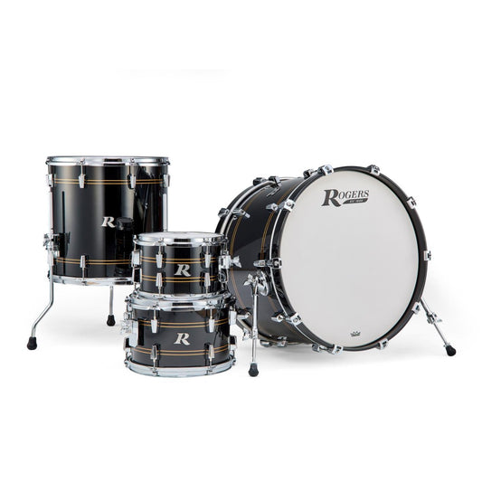 Rogers R Series 4pc Drum Set 22/10/12/16 Piano Black Copper - Drum Center Of Portsmouth
