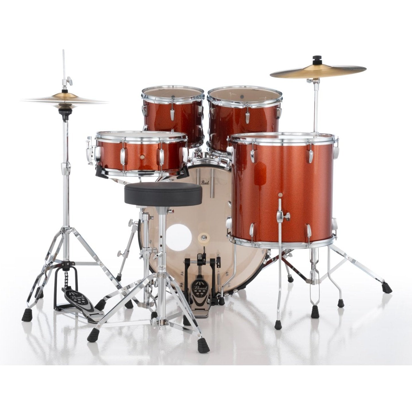Pearl Roadshow 5pc Fusion Drum Set w/Hardware & Cymbals Burnt Orange Sparkle - Drum Center Of Portsmouth