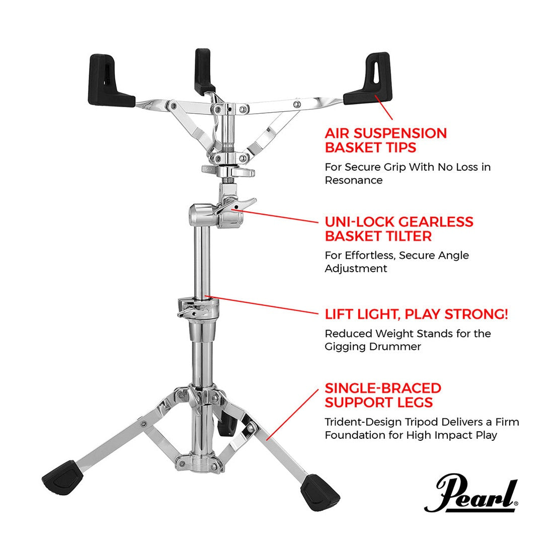 Pearl S930S 930 Series Single-Braced Snare Stand - Drum Center Of Portsmouth