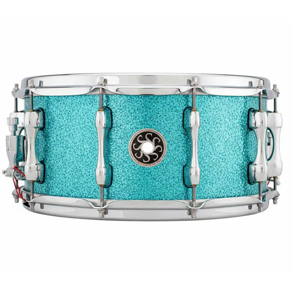 The Maple 8x14 Snare Drum Turquoise Oyster Sakae Maple Snare Drum 14x6.5 Turquoise Champagne