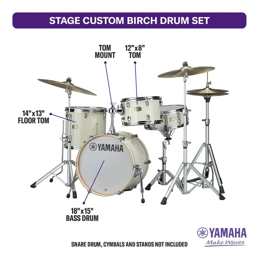Yamaha Stage Custom Birch 3pc Jazz Drum Set Classic White