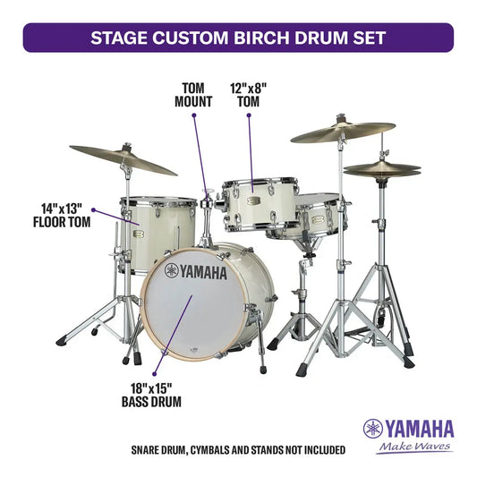 Yamaha Stage Custom Birch Jazz 3pc Drum Set Classic White - Drum Center Of Portsmouth