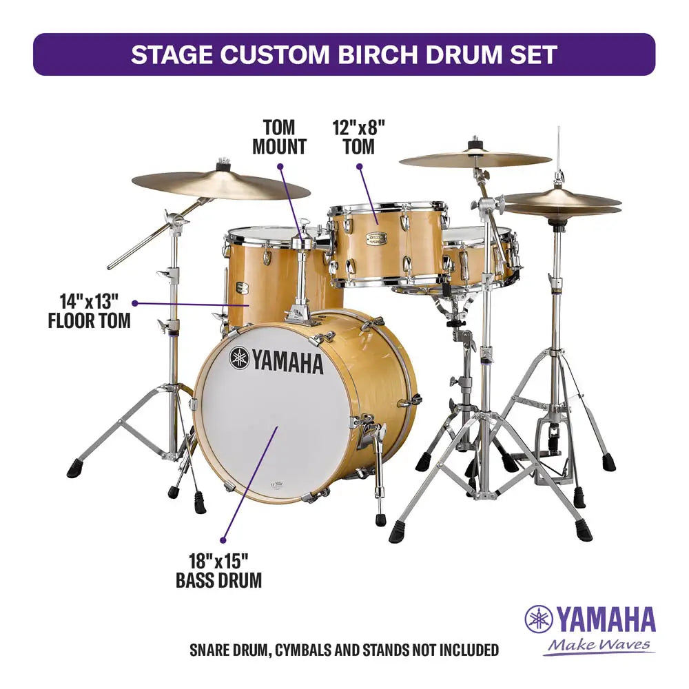 Yamaha Stage Custom Birch Jazz 3pc Drum Set Natural Wood - Drum Center Of Portsmouth