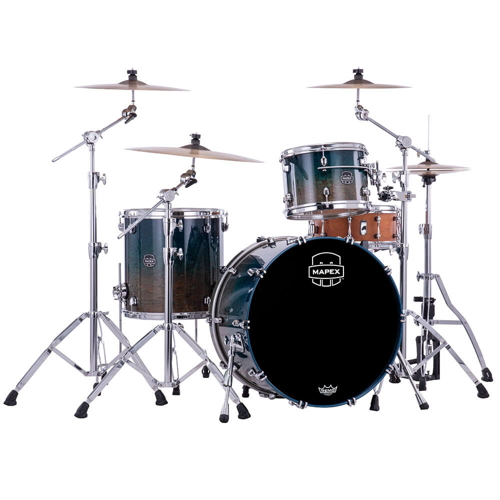 Mapex Saturn Evolution Hybrid Powerhouse Rock 3pc Drum Set Exotic Aegean Fade