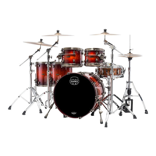 Mapex Saturn Evolution Special Edition Workhorse 5pc Drum Set Maple Burl Blaze-1