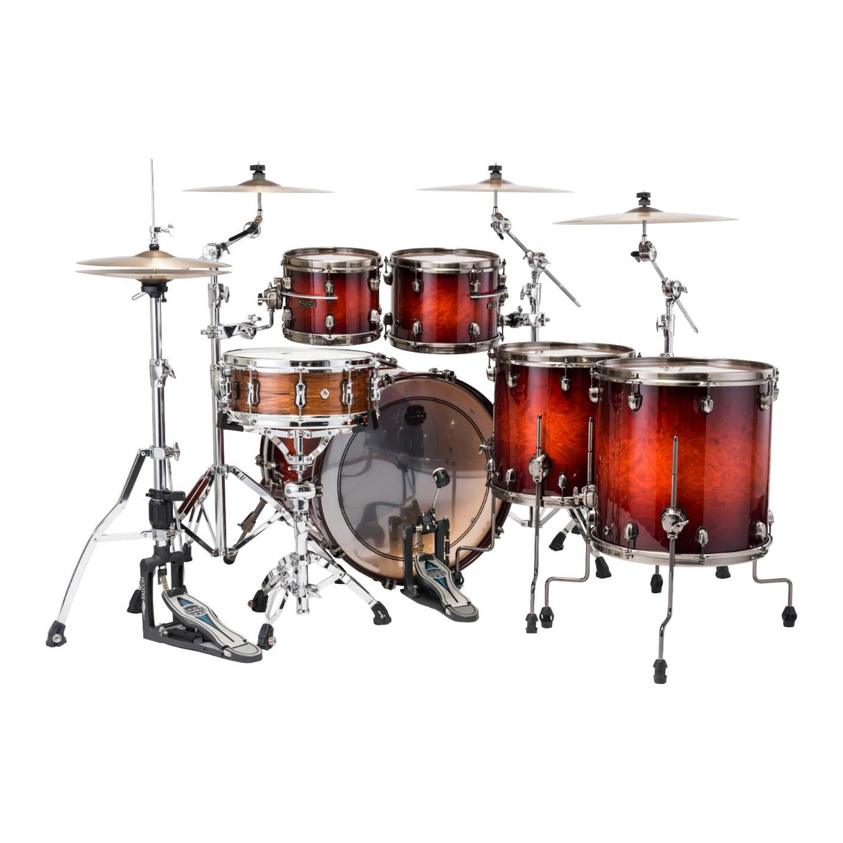 Mapex Saturn Evolution Special Edition Workhorse 5pc Drum Set Maple Burl Blaze-2