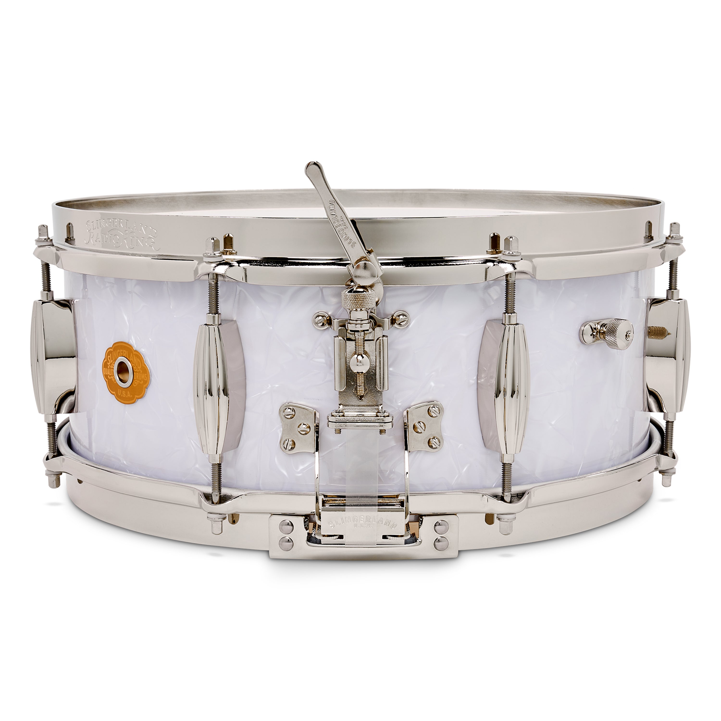 Slingerland Radio King Solid Maple Snare Drum 14x5.5 White Marine Pearl - Drum Center Of Portsmouth