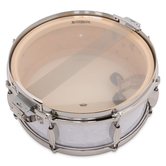 Slingerland Radio King Solid Maple Snare Drum 14x5.5 White Marine Pearl - Drum Center Of Portsmouth