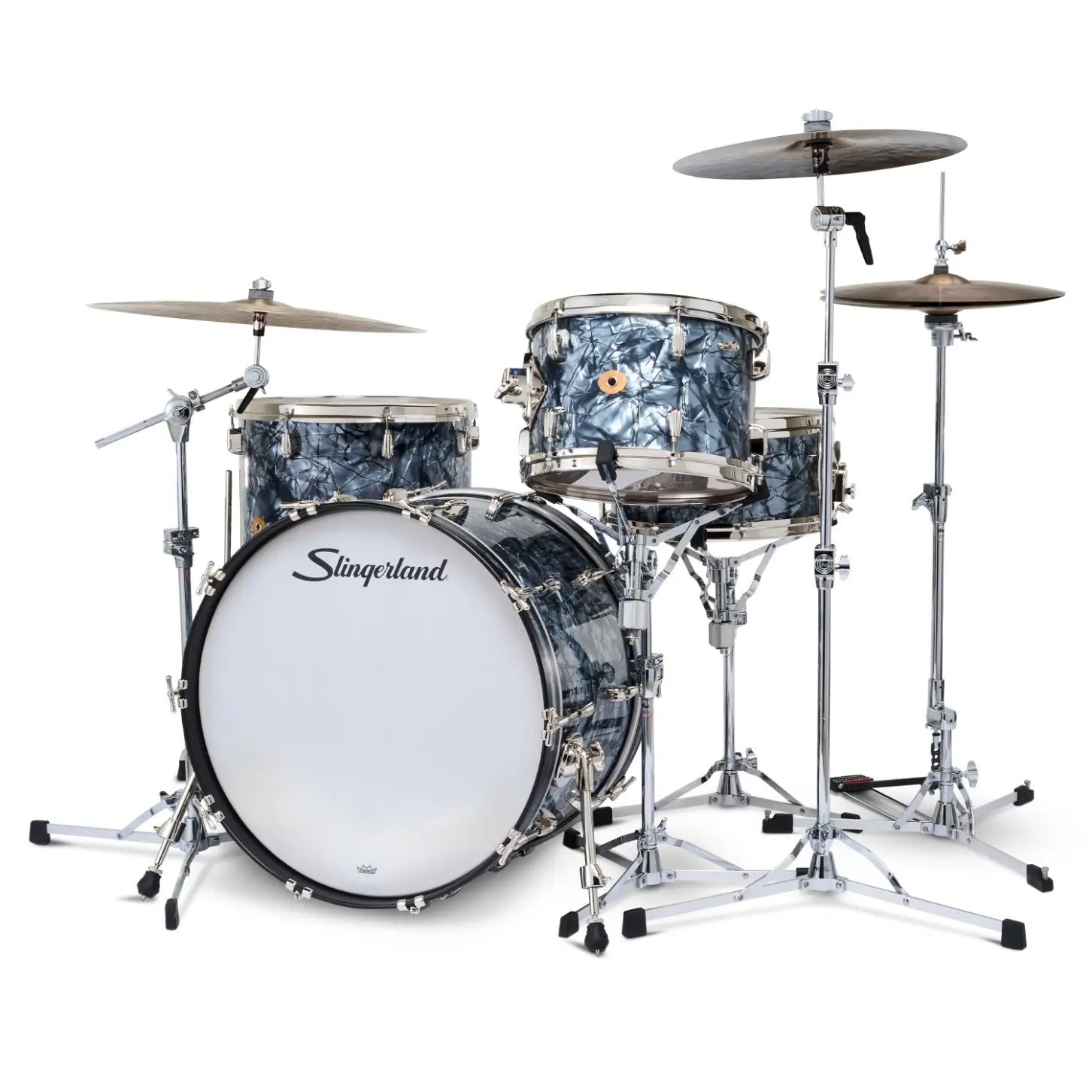 Slingerland Radio King 4pc Drum Set 22/13/16/14 Black Diamond Pearl
